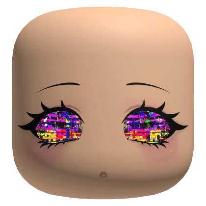Cute Face with VHS Colorful Glitch Eyes [Animated]