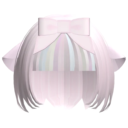 ꒰♡꒱ kawaii pink rainbow anime neko bob /w bow