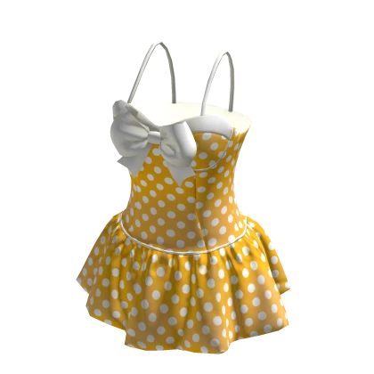 ✨ Polka Dots Yellow Bow Dress