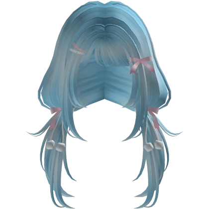 ♡ Kawaii cyan soft winter low pigtails