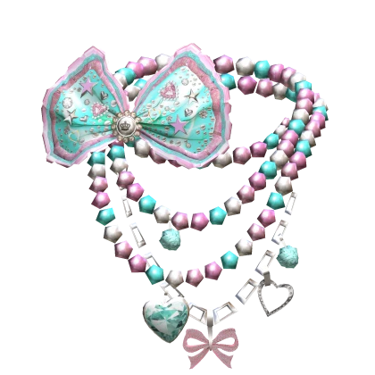 Gyaru Hime Agejo Kawaii Bow necklace Pink Turquois