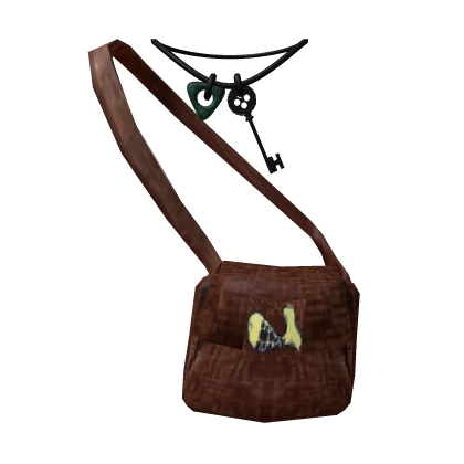 Coraline Bag w Key Portal Necklace in Brown 3.0