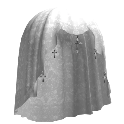 gothic lace veil w cross pendants white
