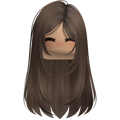 Brown Straight Layered Hair w/ Cute Blush Face
