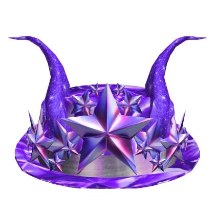 Purple Sparkle Time Fedora with Star Crown & Horns