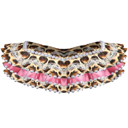 Gyaru Cheetah & Pink Ruffled Lace Pearl Tutu Skirt