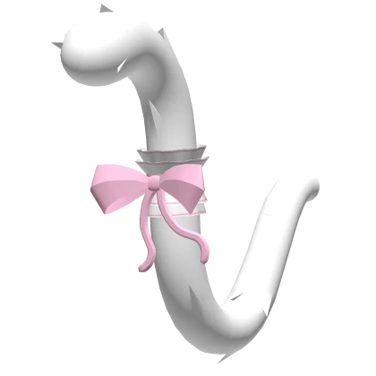 Cute White Maid Kitty Tail (Pink Bow)