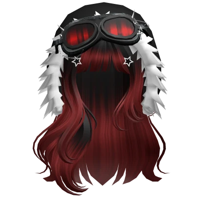 long anime hair w/ Y2K Hood Goggles red