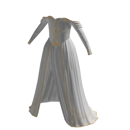 White golden dawn royal dress