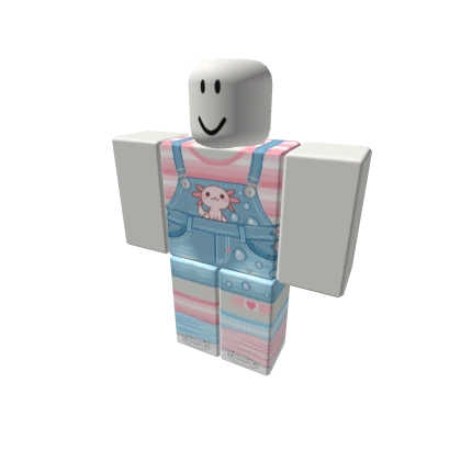 🌸 Pastel Blue Pink Kawaii Axolotl Overalls [-]