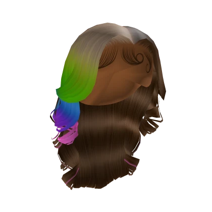 Curled Middle Part [Brown W/ Rainbow]
