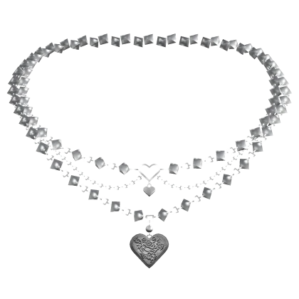 Y2K Heart Locket Silver Layered Necklace