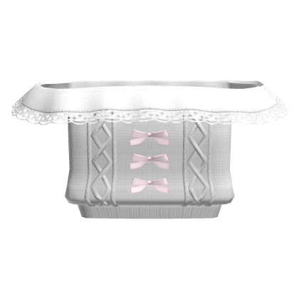 white lace offshoulder sweater w pink bows