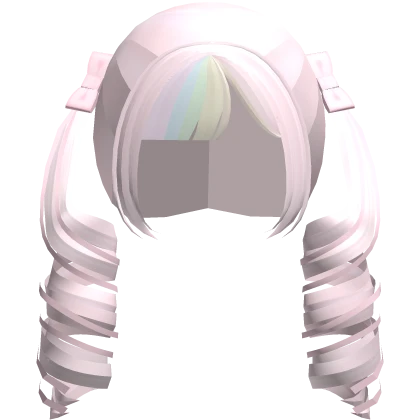 ♡ : cute pink ribbon pigtails w/ rainbow bangs