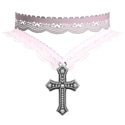 cute lace cross necklace 3.0 pink