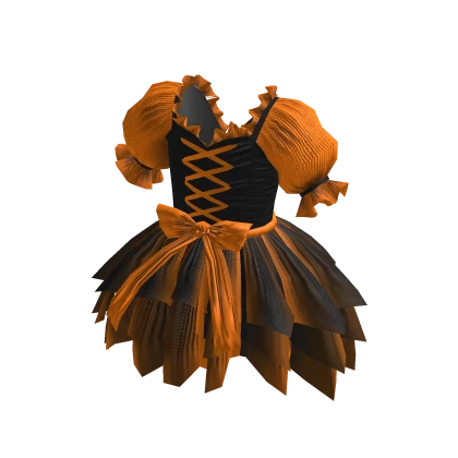Halloween Black Orange Dress Witch Costume Goth