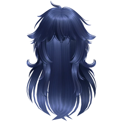 messy cute anime wolfcut in blue