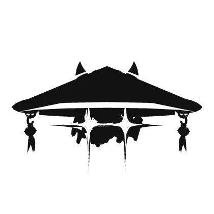 Cartoony Samurai Hat White with Glowing Eyes