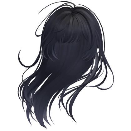 Blue Black Wind-Blown Long Anime Hair