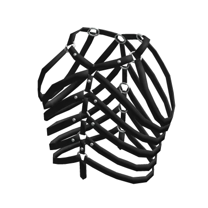 Goth Black Rib Cage Leather Strap Top