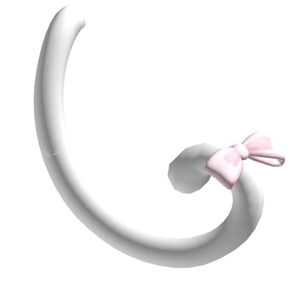 cutecore white cat neko tail w pink bow