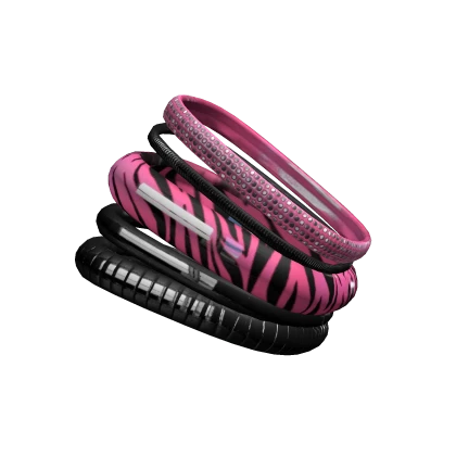 Pink Zebra Print Bracelets Black Glamour 2000s