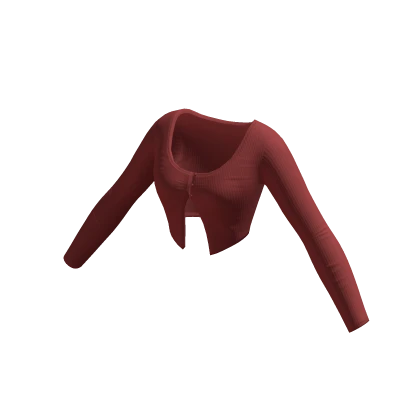Red Split Front Button Crop Top