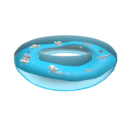 Blue Summer Pool Floaty with White Flowers
