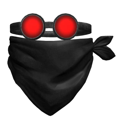 Red Glowing Steampunk Goggles Black Scarf Bandana