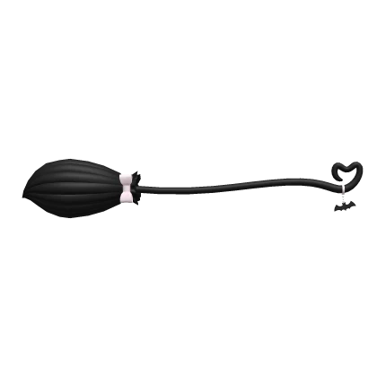 ୨୧: kawaii spooky witches broom in black and pink 