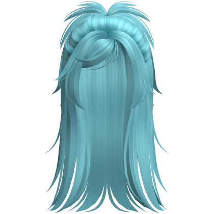 Spikey Y2K Messy Half Up Hair in Teal