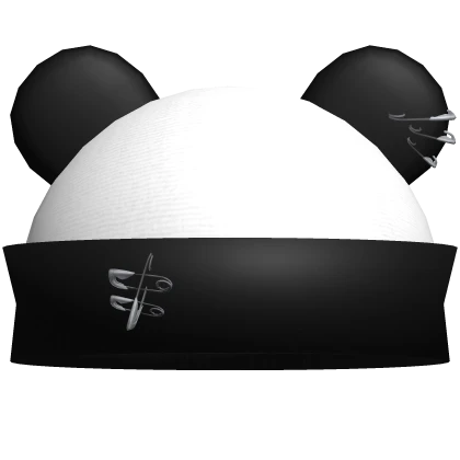 emo panda beanie with safety pins