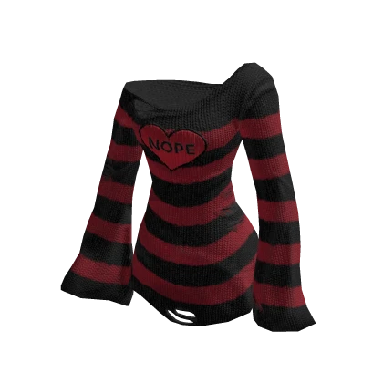 Black & Red Striped Baggy Emo Sweater 🫐