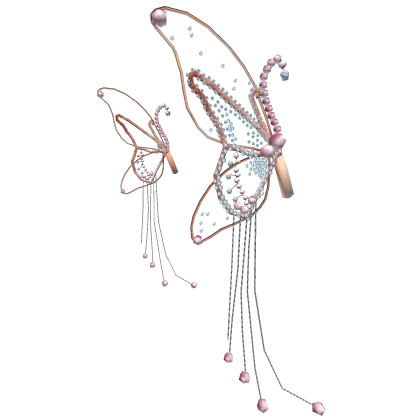 Pink Rose Gold Fairy Elf Butterfly Hair Clips