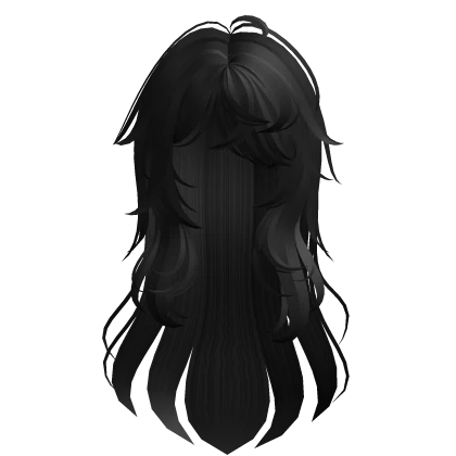 Black Slightly Messy Anime Hair with Soft Layers