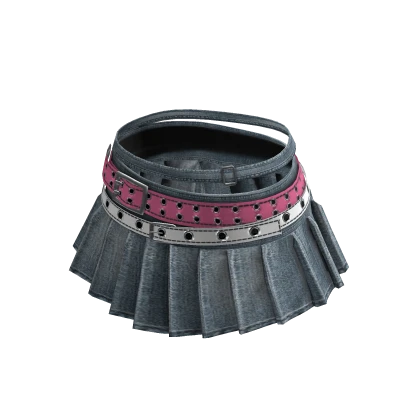 💗Y2K PLEATED BUCKLE BELT SKIRT_LIGHT BLUE