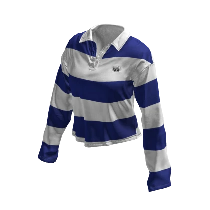 BB Blue White Baggy Long Sleeve Striped Polo  