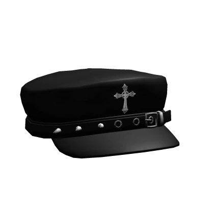 gothic cross beret hat black