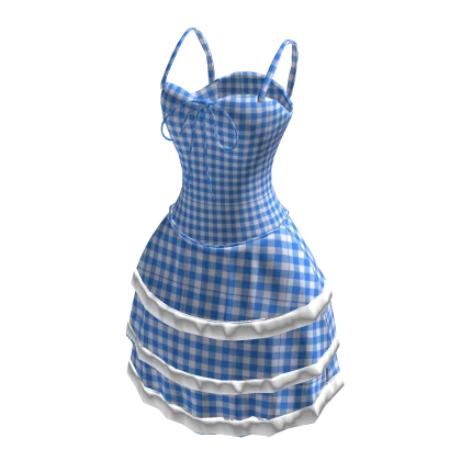 Cute Blue Gingham Summer Dress