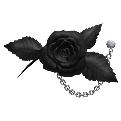 Gothic Black Rose Lapel Pin With Chain 1.0