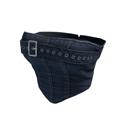Dark Blue Denim Cropped Corset w/ Belt 🫐