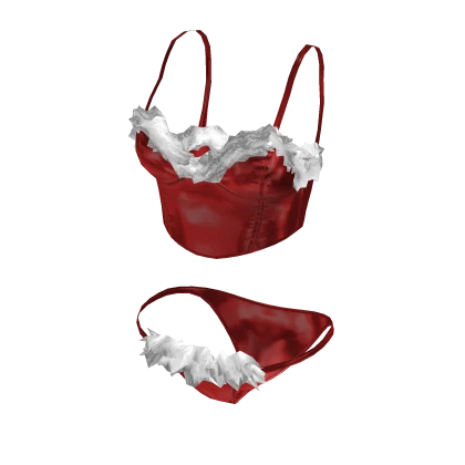 2000s Xmas Fur Bikini Mrs Claus Christmas | Red