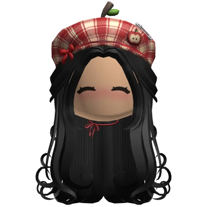 black igari hair w beret necklace face
