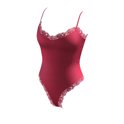 (Transparent) Lace Cami Bodysuit - Hot Pink