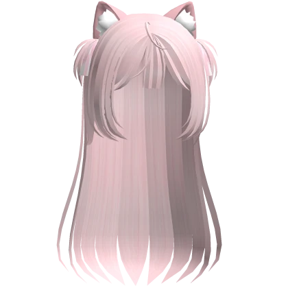 ♡ cutecore cat ears long hair w/ ribbons pink