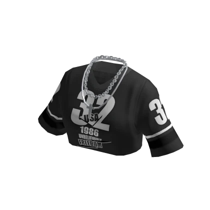 Y2K Black White Jersey Crop Top Shirt W/ Chains 