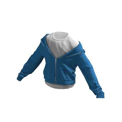 Blue/White Layered Zipped Hoodie