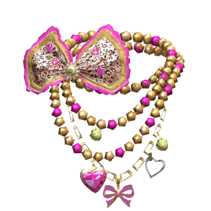 Gyaru Hime Agejo Kawaii Bow necklace Pink Leopard