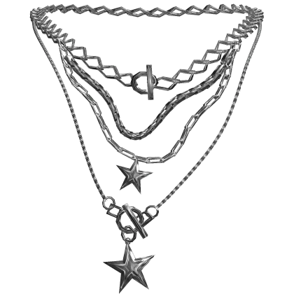 silver layered stars chain necklace
