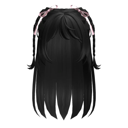 🍀Ribbon Braids Layered Hair (Pink/Black)